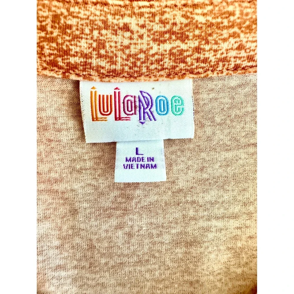 LuLaRoe Valentina Top Orange White Space Dye Button Down Tunic Large NEW
